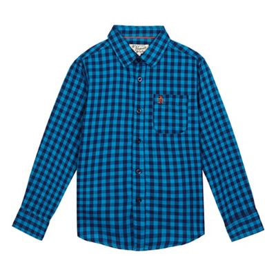 Original Penguin Boys' blue gingham print shirt